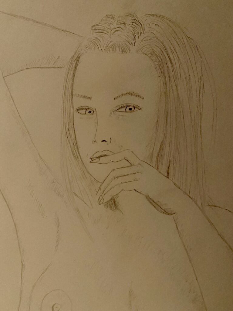 Showing the hatching (shading) technique.  Model - Allie